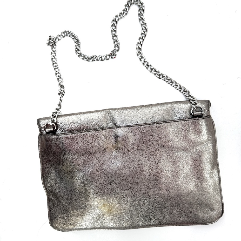 Michael Kors Sloan Leather Clutch / Chain Shoulder Bag with Silver Turnlock - Picture 16 of 17